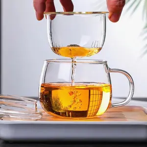 Glass Tea Infuser Cup, 1 Count Clear Tea Infuser Cup with Handle, Tea Infuser Cup with Strainer, Multifunctional Gifts for Women & Men