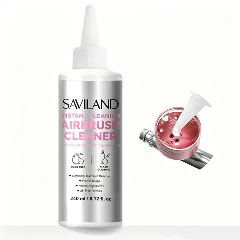 SAVILAND Airbrush Cleanser for Nail Care & Manicure, 8.12 oz Low-Odor Natural Solution, Quickly Removes Water-Based Acrylics, Watercolors & Gel Nail Polish for Daily Flawless Use,familyfun