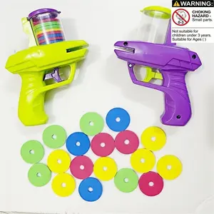 Foam Flying Saucer Launcher Set, Interactive Shooting Toy with 15 Random-Color Soft Bullets, Outdoor Toy for Kids