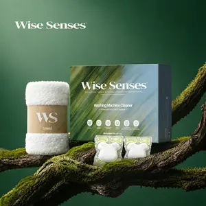 Wise Senses Washing Machine Descaler Pods, 8 Count, Deep Clean Odor Removal, 99.9% Bacteria Kill, HE & Top Load Cleaning Cleaner rich foam