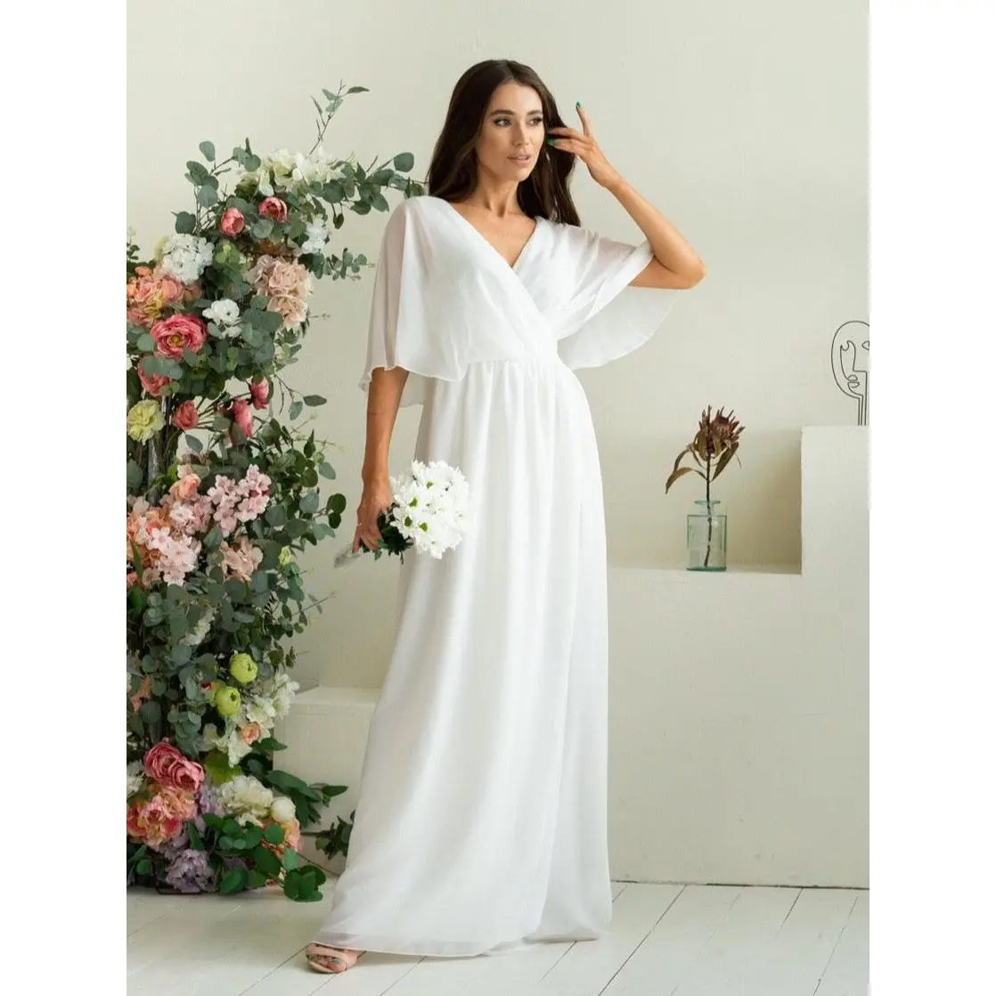 Chiffon Toga Wedding Dress