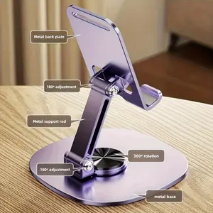 Universal Phone & Tablet Stand, Cellphone Stand, Phone Mount, Full Metal Design, 360 Degree Rotation, Portable for Home Office Travel, No Wooden Material