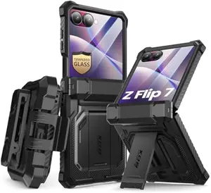 i-Blason for Samsung Galaxy Z Flip 7 Case with Stand, [Tempered Glass Screen Protector] [Hinge Protection] [Belt-Clip], Full-Body Military Protection Phone Case for Samsung Z Flip 7, Armorbox magnetic wireless shockproof premium