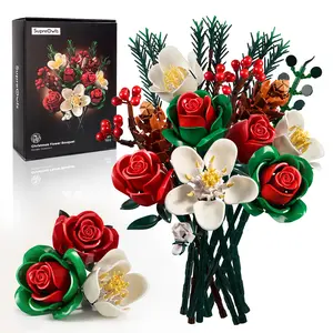 Supreowls DIY Christmas Brick Bouquet – Festive Red & Green Holiday Flower Set for Adults, Cozy Winter Decor or Seasonal Gift for Christmas Lovers & Halloween & Valentine’s & Christmas Gift
