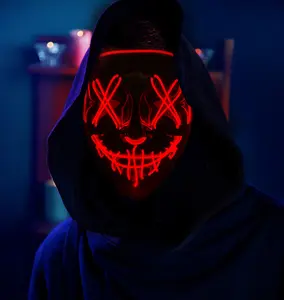 LED Halloween Mask with 4 Lighting Modes, Scary Spooky Mask for Festival Cosplay, Halloween Costume Masquerade Parties, Carnival, Gifts