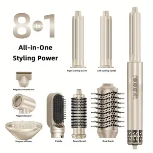 8-in-1 Hot Air Styler & Hair Dryer Brush Set, 110,000 RPM High-Speed Ionic Multi-Styler with Auto-Wrap Curlers, Diffuser, Volumizing & Thermal Brush for Fast Drying and a Smooth, Shiny Finish