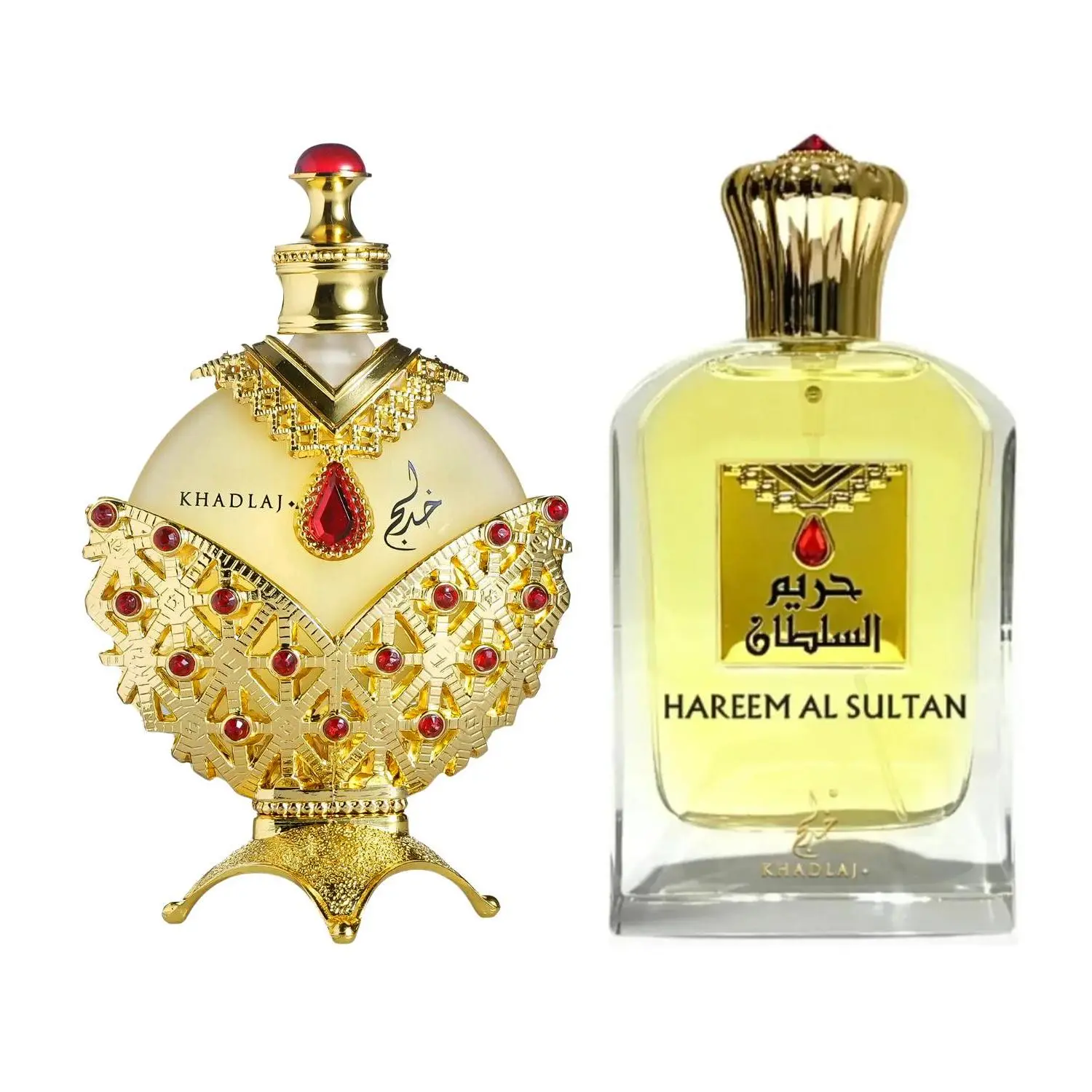 Khadlaj Hareem Al Sultan Gold 1.18 Ounce Concentrated Perfume Oil  & Eau de Parfum 2.5 Ounce Spray Bundle set for Unisex