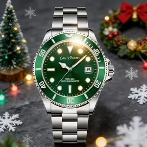 Louis Poems Green Submariner: High-end luxury business watch, stylish men's waterproof quartz watch. Swiss Chronometer watches