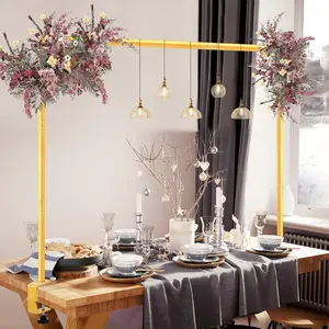 Over The Table Rod Stand with Clamps 31-110 in Length 31-64 in Gold Table Balloon Arch Stand with Bag for Valentines Day Wedding Birthday Decoration