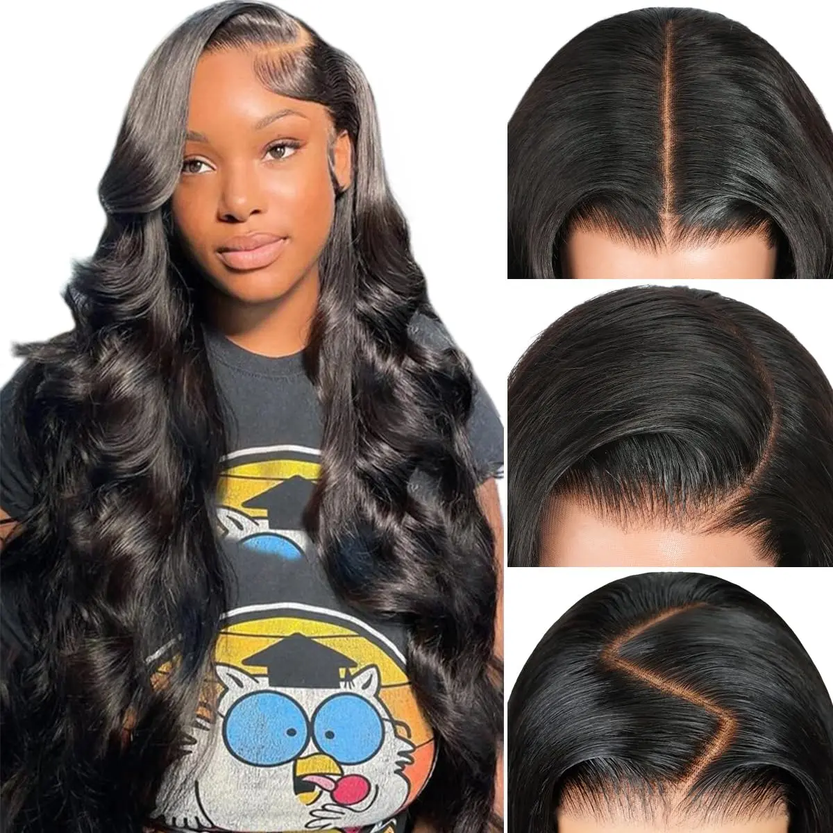 Ethiry 13x6 Body Wave HD Lace Front Wig Human Hair, Pre-Plucked, Pre-Bleached, Glueless Frontal, High-Density 200% for Women, Pre-Plucked Waves