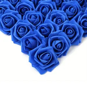 Artificial Rose Flower Heads,100 piece Blue Foam Rose Fake Flower Heads Bulk for DIY Wedding Bouquets Rose Wall Kissing Balls Bridal Shower Centerpieces Arrangements Tables Decorations center Decorative