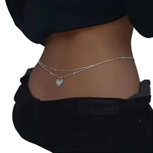Sparkling Double Layer Rhinestone Body Chain with Teardrop Pendant – Sexy & Elegant Jewelry for Women, Perfect for Parties, Vacations, and Special Occasions