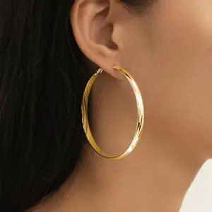 925 Sterling Silver Wide Hoop Earrings for Women - Outside Diameter 60mm, Hypoallergenic, Lightweight, Big Hoop Earrings for Women