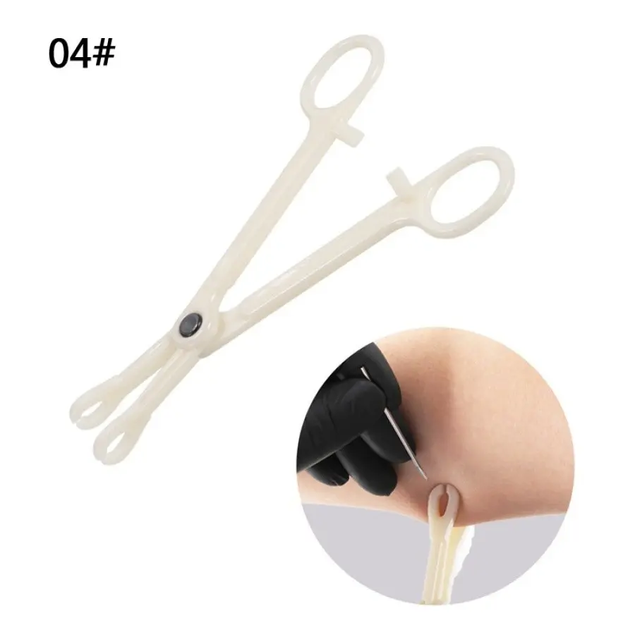 Disposable Sterile Slotted Round Navel Forceps Clamp, Triangle Open Plier Ear Nose Piercing Tools, Tattoo Piercing Supply Grip, Precise Control, Cleanliness, Safety, Single Use
