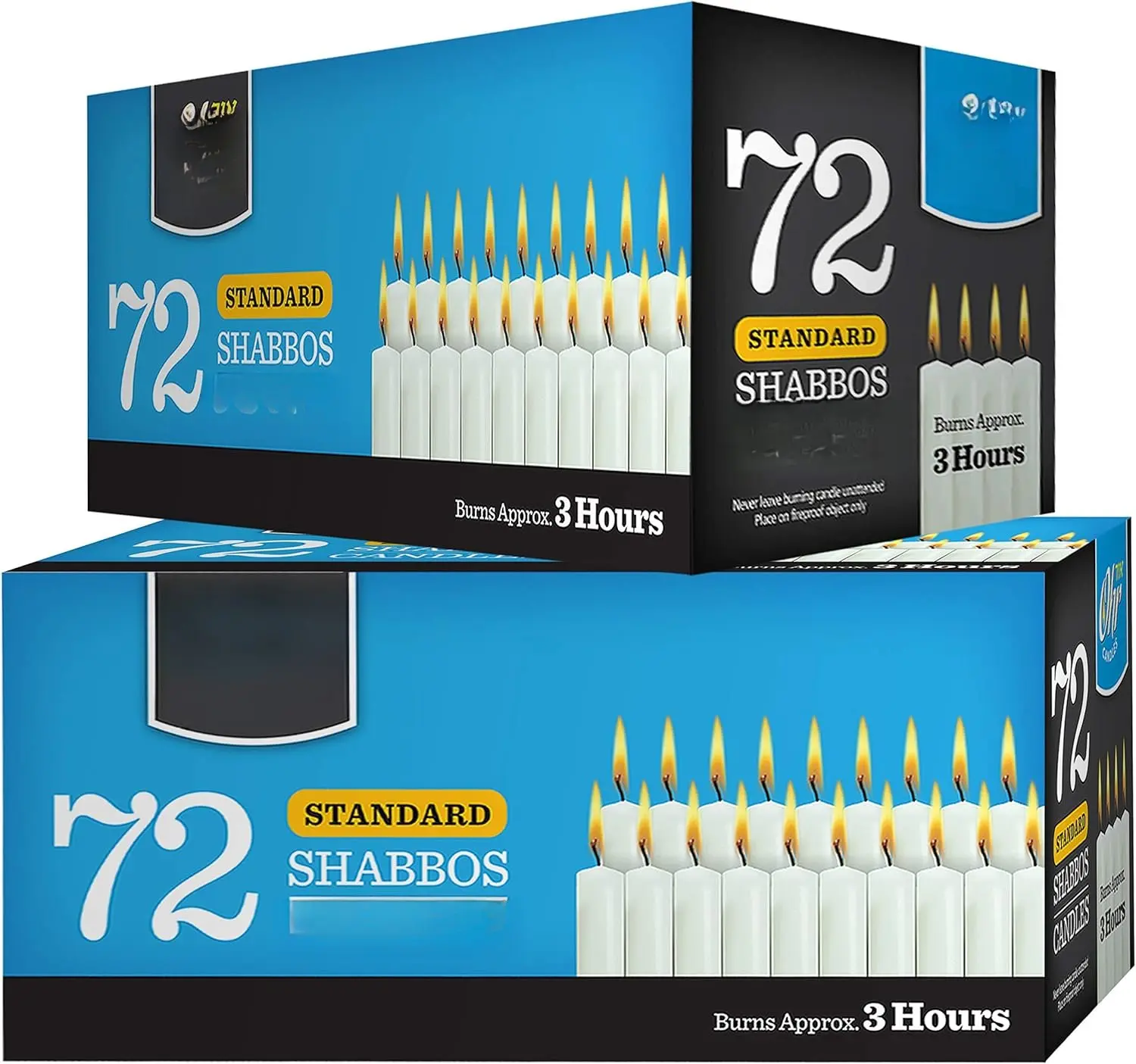 Shabbat Decor Candle - Smooth Wick, 3-Hour Burn Time, 2-Pack (72 Count Per Pack, 144 Total Count), Bulk Box