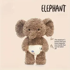 Cute Elephant Plush Toy with Expressive Eyes and Fluffy Ears, Soft Polyester Filled Animal, Cuddly Stuffed Animal, Durable and Stain Resistant