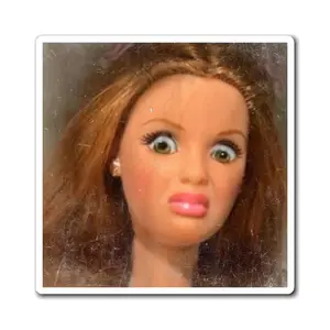 WTF Barbie Face Magnet – Hilarious Meme Fridge Magnet