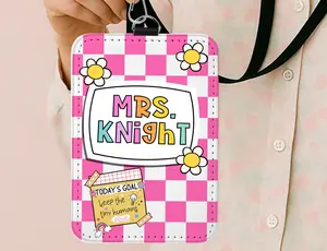 Personalized Teacher ID Badge Holder with Lanyard-Custom Teacher ID Badge- Personalized Teacher Gift