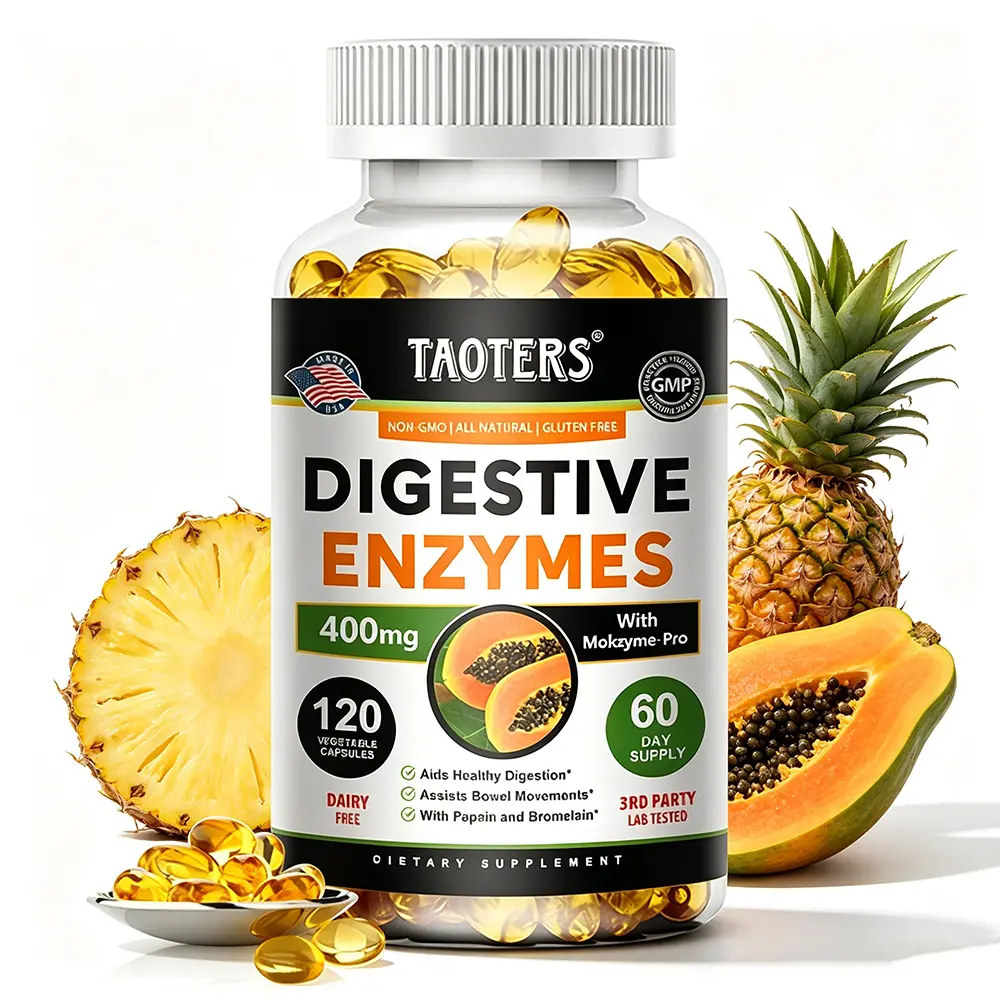 TAOTERS Digestive Enzymes (with Prebiotics & Probiotics) — Suitable for Men & Women — Supports Immune Function — Supports Digestive Health — 120 Vegetarian Capsules