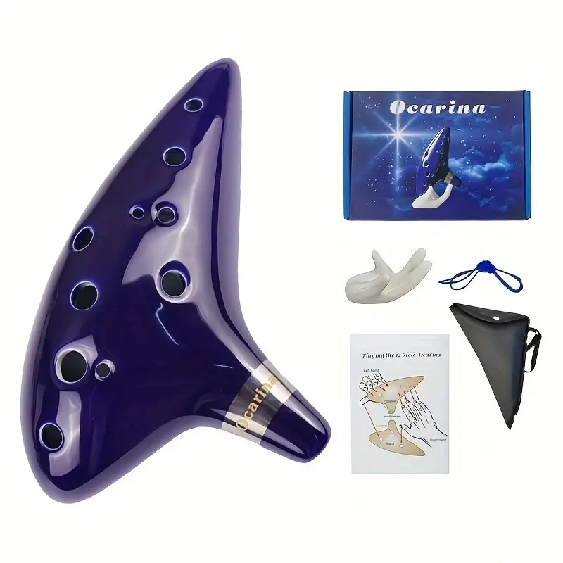 Ff Bonfires 12 Hole Ceramic Ocarina Flute, Durable, Stylish & Portable Musical Instrument for Flute Players, Perfect Gift Idea