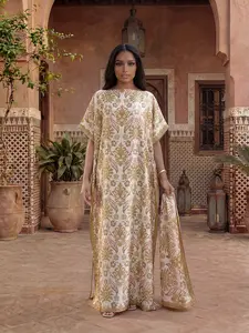 Elegant Baroque Print Set for Women, Spring Summer Thin Loose Fit Robe Shawl + Long Silk Scarf, Casual Style, All Seasons