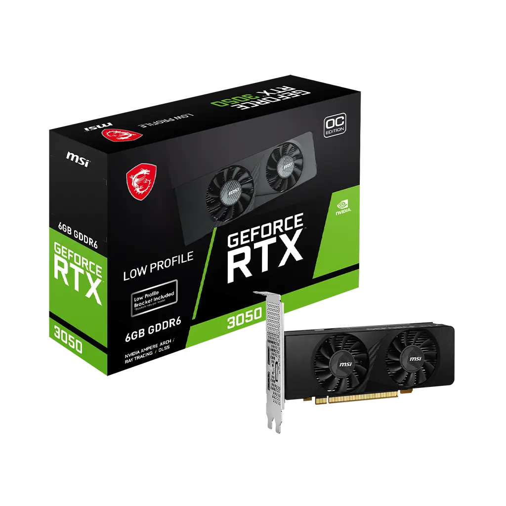 MSI G3050LP6C GeForce RTX 3050 LP 6G OC HDMI 2 DP ATX Dual Fan Graphics Card