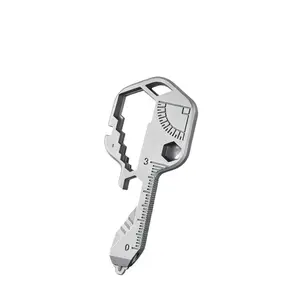 Key Shaped, Pocket Multi-Tool, 16-in-1, Small Utility Kit, Lightweight Stainless Steel, EDC Gear, Portable, Durable, Ultimate Survival Tool, Camping Essentials, Gift for Men