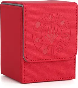 Card Deck Box, 110+ Storage MTG Deck Box with 50 Pcs Card Sleeve, Collectible Trading Card Cases for Magic Commander and More (Red)