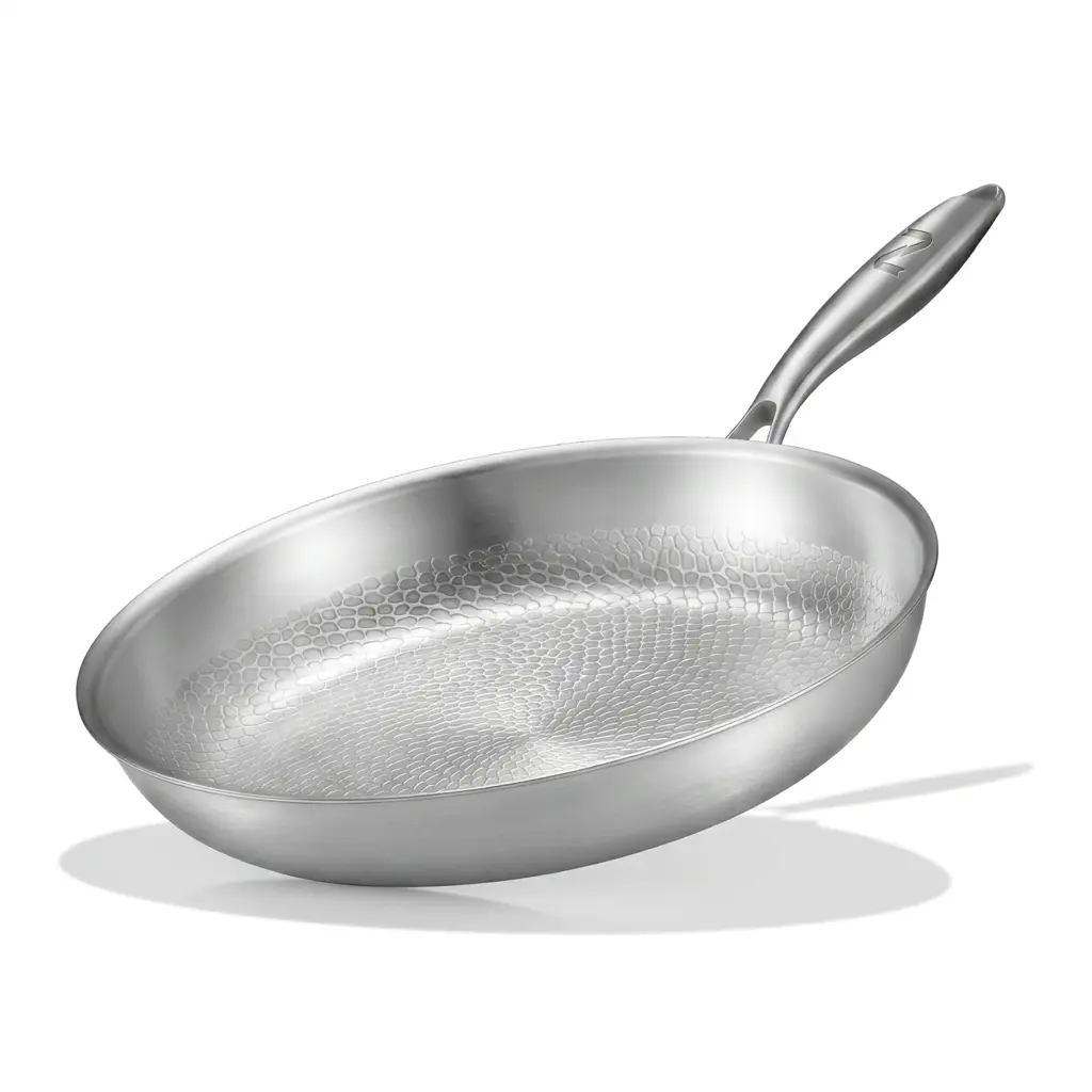 ZENTRO 12" Nonstick Pro Titanium Frying Pan - Uncoated Hammered Pure Titanium Skillet - PFOA & PFAS Free - Induction Compatible & Oven Safe Professional Cookware for Chefs