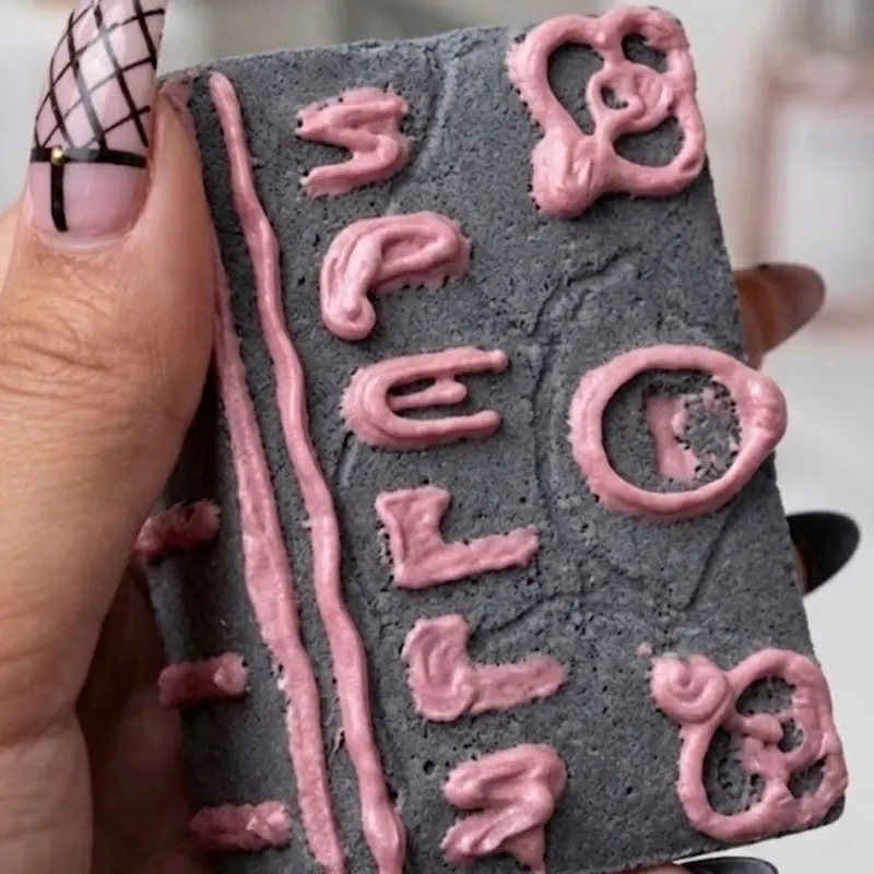 Black Spell Book Bath Bomb - Handpainted Design for Witchy Party Favors & Magic Spells - 3.5oz Scented with Black Currant Absinthe - Vegan & Cruelty-Free - Made in USA hygiene products Sea Surf