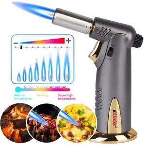 Kitchen Blow Torches,Butane Torch, Premium Double Flame Big Kitchen Torch Lighters With Safety Lock Adjustable Refillable Multipurpose Culinary Blow Torch For Creme Brulee, Baking, BBQ (Butane Gas Not Included) Lightweight Utensils