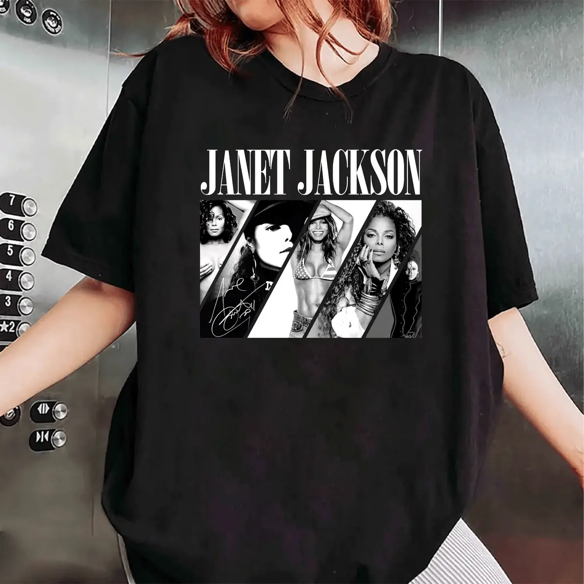 Unisex Janet Jackson Graphic T-Shirt - 100% Soft Cotton Vintage Classic Casual Crew Neck Short Sleeve Loose Relaxed Fit Cold Wash Eco-Friendly Clothes for Fans