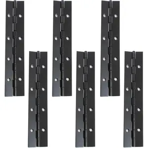 6Pcs 8 Inch Heavy Duty Piano Hinge, Black Continuous Folding Hinge 0.04" Thickness, Comes with Screws for Cabinet Door Storage Box Boats