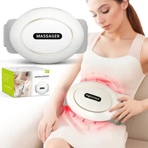 Automatic Abdominal Massager with 6 Massage Heads for Deep Kneading Cordless Portable 2000mAh Battery Heat Function Muscle Stimulator Body Shaping Tool Waist Trimmer Belt Gift Stomach Body Sculpting Tool