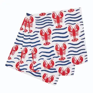 Lobster Waves Paper Cocktail Napkins, Tableware Packaged Napkins (Pack of 25)