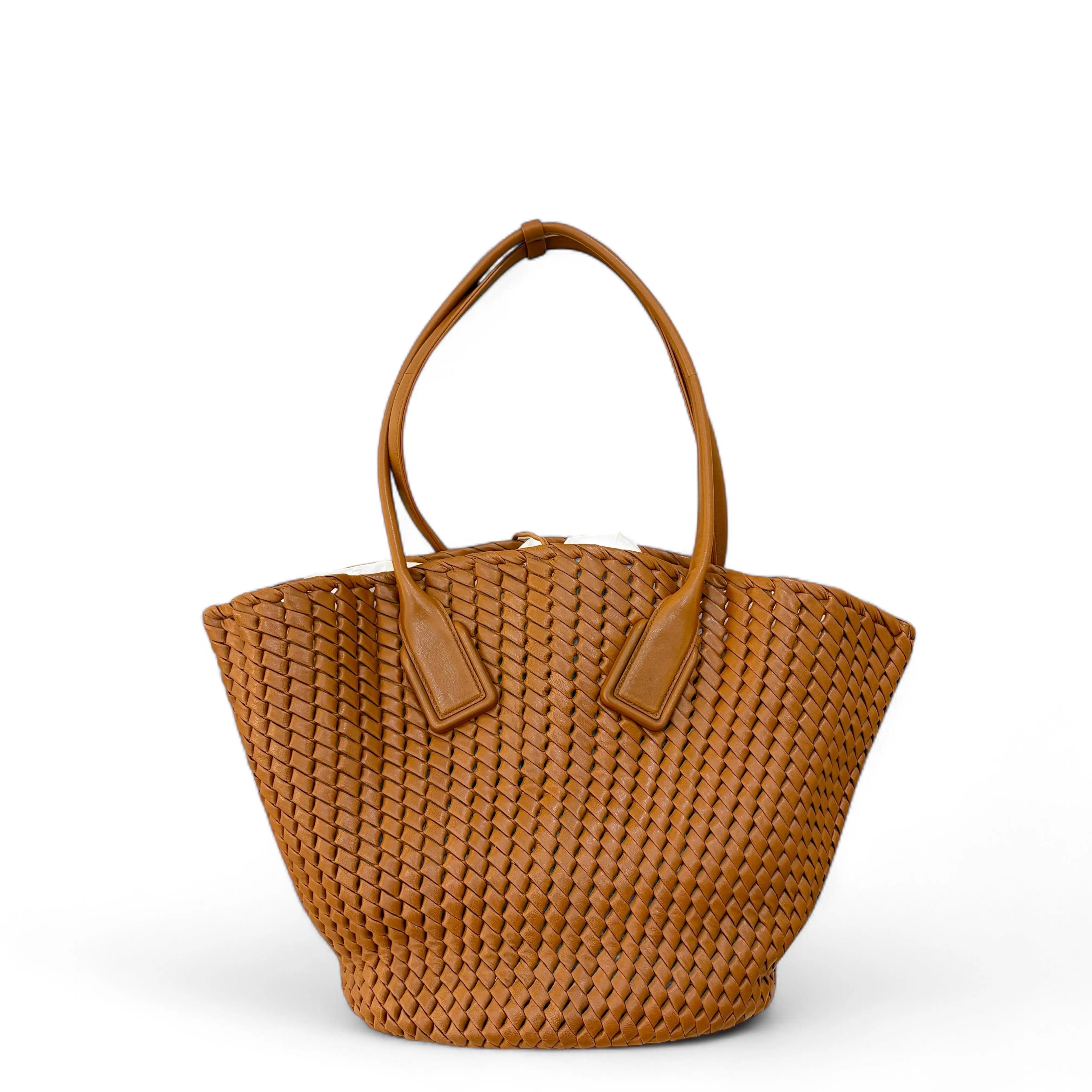 Pre-owned Bottega Veneta Leather Tote Bags Intrecciato Tote Bag Lambskin Tan (0429v6)