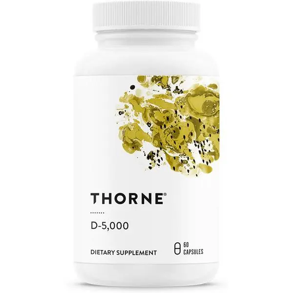 THORNE Dietary Vitamin D3-5000 IU Cholecalciferol Supplement - NSF Certified for Sport, Free of Gluten, Dairy & Soy - Bone & Immune Support - 60 Capsules, Body Health