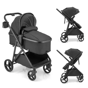 Gromast 3-in-1 Baby Stroller with Bassinet Mode, Convertible Bassinet Stroller for Newborn Infant Toddler with Reversible Seat, UPF 50+ Canopy & Cup Holder