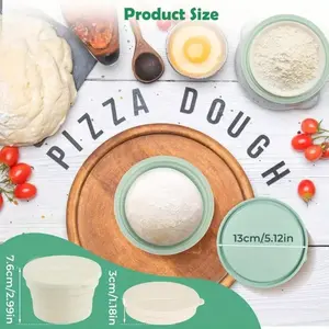 2/4 Piece Silicone Pizza Dough Fermenter Box with Lid, Foldable, Stackable, Leak-Proof, Reusable, Food Grade Baking Storage Container