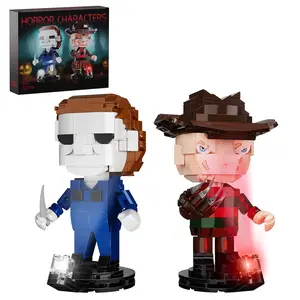 Horror-themed duo character set with electric light effects. Features unique spooky designs, detailed figures, and compatible bricks for display, play, or gifting.