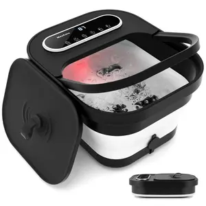 Maxkare Collapsible Foot Spa with Massager and Heat Bubbles Vibration 3 in 1, Foot Spa Massager, Black MaxKare