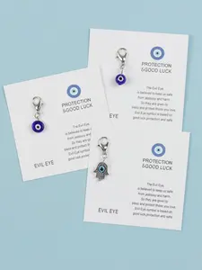 3pcs Cute Evil Eye, Interesting Devil Eye Pendant, Stylish Playful Charm, With Pocket Hug Card-EVIL EYE, Symbol Of Protection And Luck, Convey Blessings, A Gift For Family, Friends, Lovers, Valentine's Day Gift, Thanksgiving Gift, Keychain Pendant