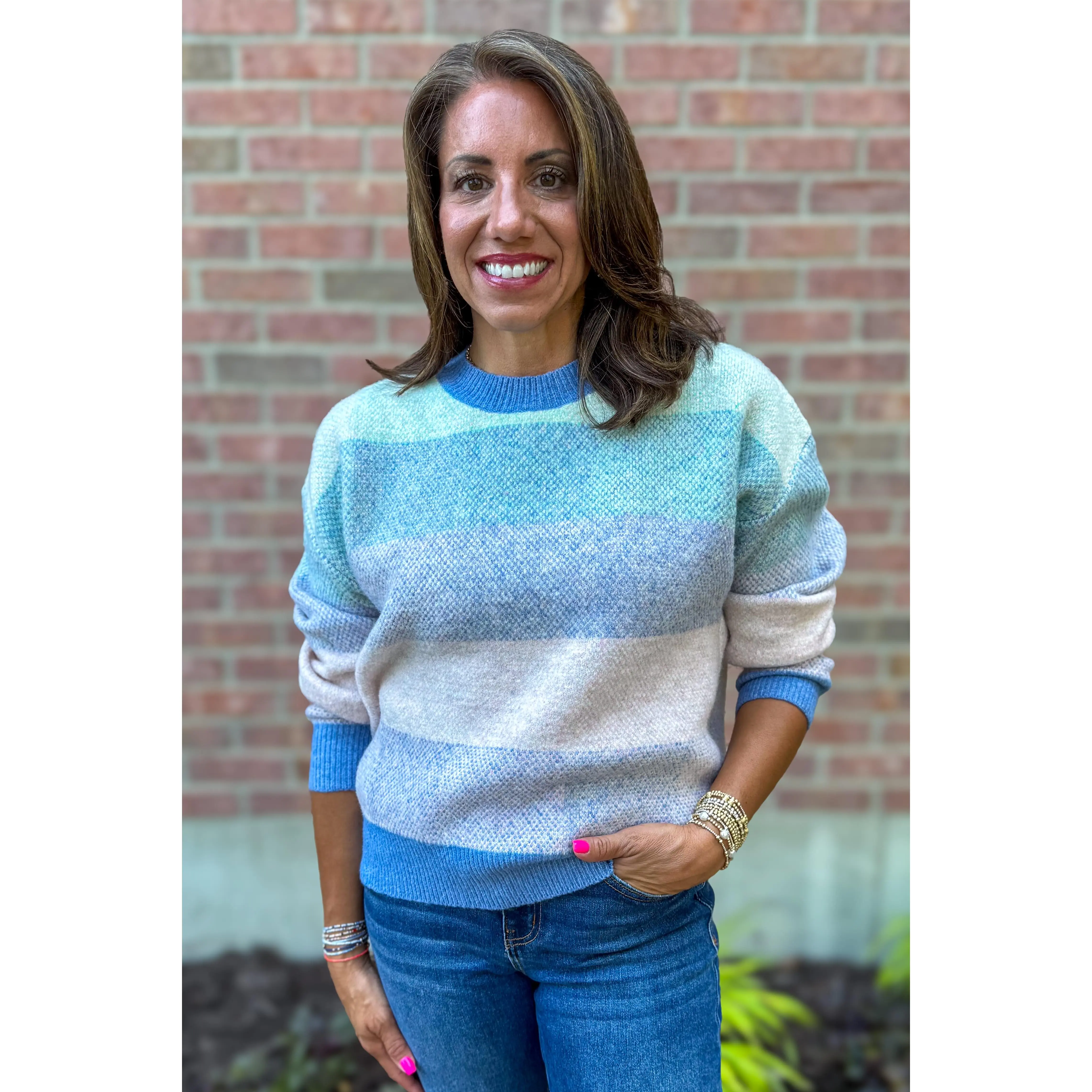 Periwinkle Blue Multi Stripe Sweater