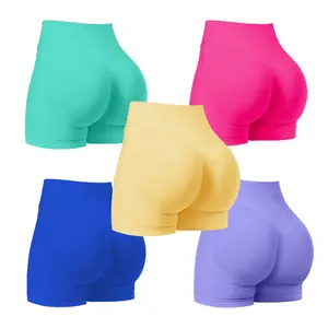 Seamless High Waist Shaping Sports Shorts Shaping And Lifting Buttocks Fitness Outdoor Sports Shorts Gentle Fashionable Sweet And Fresh Macaron Colors Suitable for Exercise Fitness Running Sports