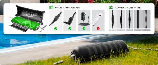 RESTMO Outdoor Waterproof Connection Box, Weatherproof Electrical Extension Cord Cover, Safe Sealed Cover to Protect Extension Cables, Strip Light, Power Tool, Timers, Holiday Decorations, Black