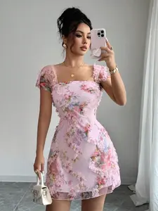 🌸 Ditsy Floral Sheer Mesh Dress | Vintage Oil Painting Style Slim Bodycon Slip Dress 💕