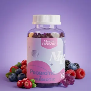 Mosea Elements Probiotic & Prebiotic Gummy Bears for Adults & Kids | Mixed Berry Flavor | No Artificial Colors | 60 Count Daily Gut Wellness Supplement
