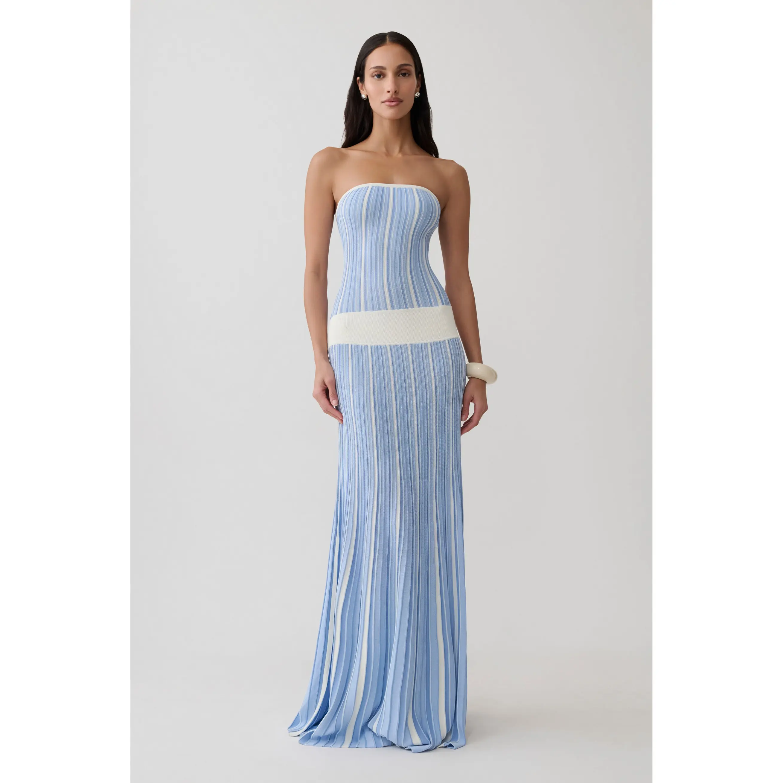 Joyce Stripe Maxi Knit Dress - Blue