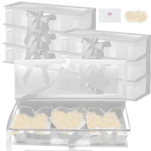 Mother's Day Empty Fillable Flower Gift Boxes 17.52'x5.98'x3.74' Cardboard Letter Boxes with Clear Lid Gift for Flower Wrapping DIY Arrangements