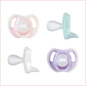 Ultra-Light Silicone Pacifier, 0-6 Months, Symmetrical One-Piece Design, BPA-Free Binkies, Pink\/Purple\/Green, Pack of 4